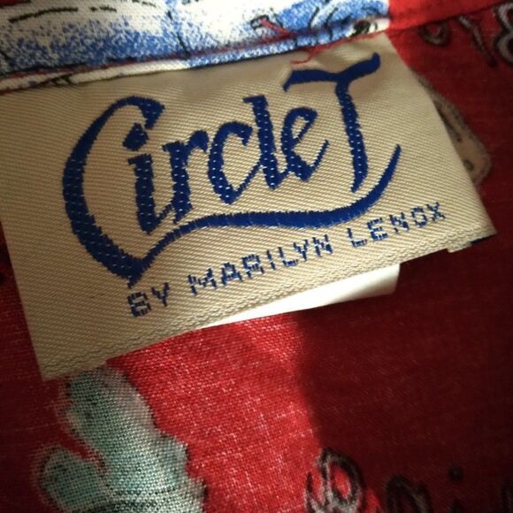 Vintage Circle T By Marilyn Lenox Americana Bucking Bronco Pattern Shirt - Picture 4 of 7